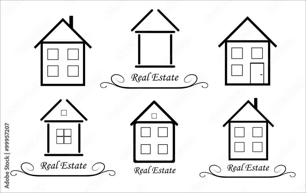Fototapeta premium Set Real Estate Vector icon