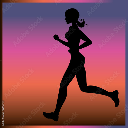 Sport Woman Run Fitness Girl Jogging Vector Illustration