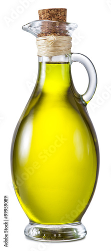Obraz na plátne Bottle of extra virgin olive oil on a white background.