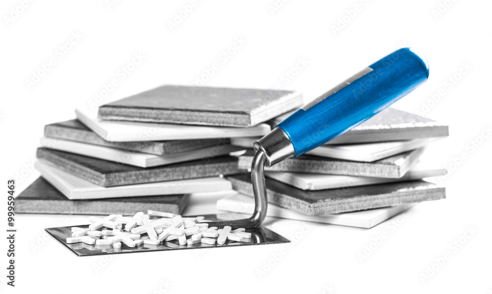 ceramic tiles and tools closeup ceramic tiles and tools closeup