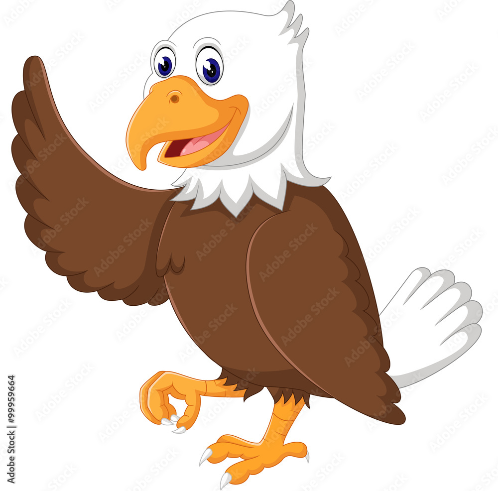illustration of Cute eagle cartoon waving illustration of Cute eagle cartoon waving