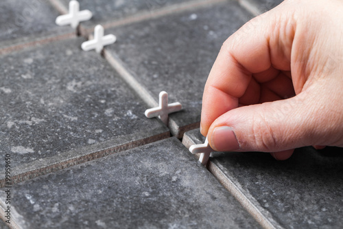 laying of ceramic tiles photo