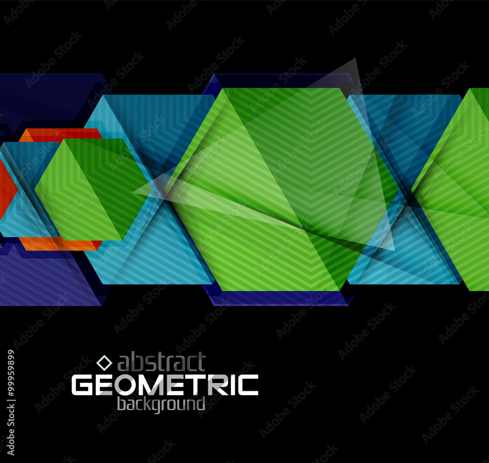 Fototapeta premium Textured paper geometric shapes on black