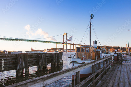Pier near color Alvsborg bridge in Goteborg, Sweden