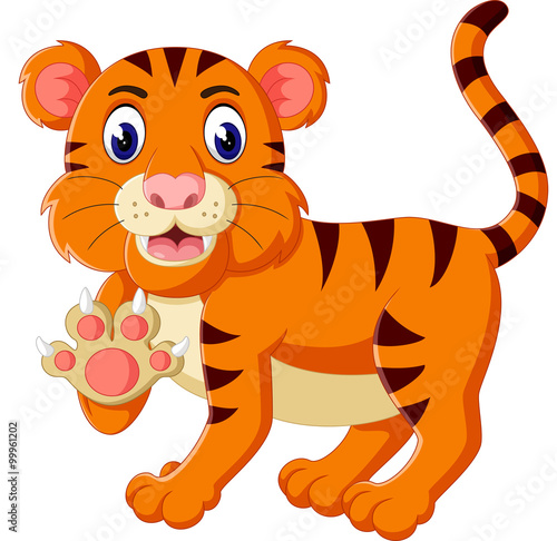 Cute tiger cartoon roaring