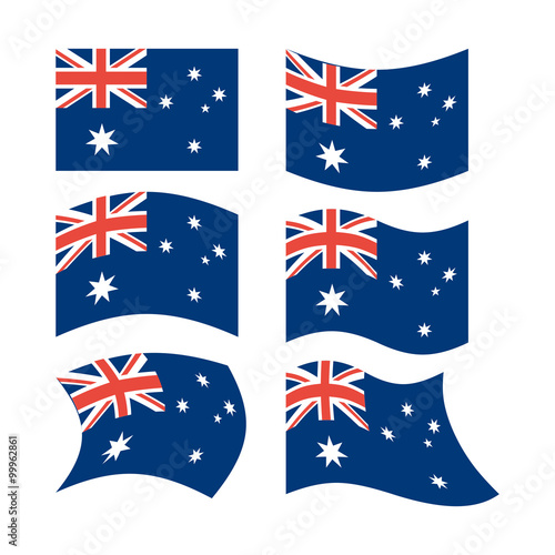 Flag of Australia. Set of flags in different forms.