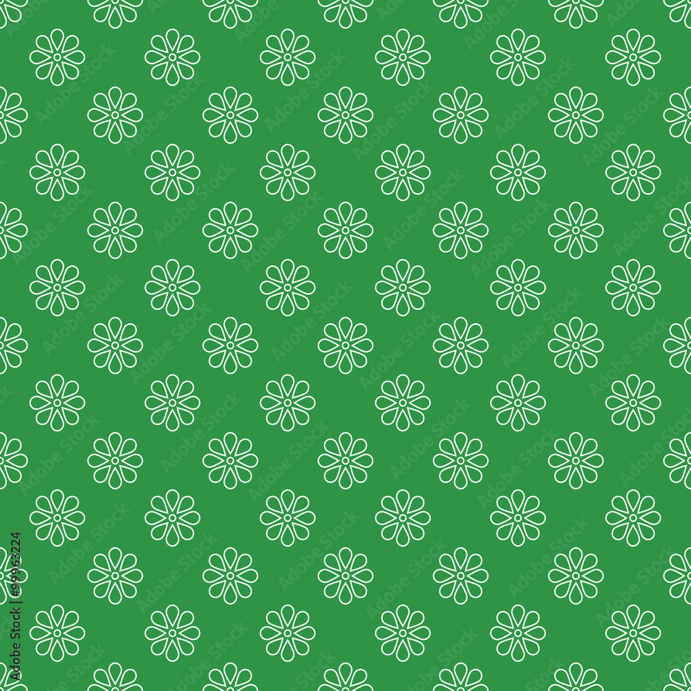 Seamless pattern with flower icon on green background, spring color. Seamless pattern with flower icon on green background, spring color.