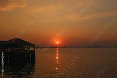 Twilight of sea sunset in Thailand.