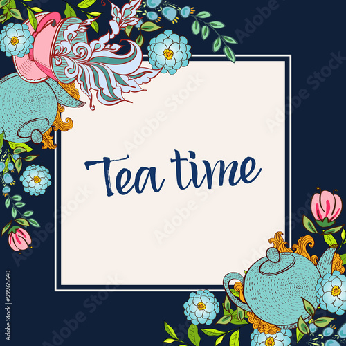 Time to drink tea. Trendy poster