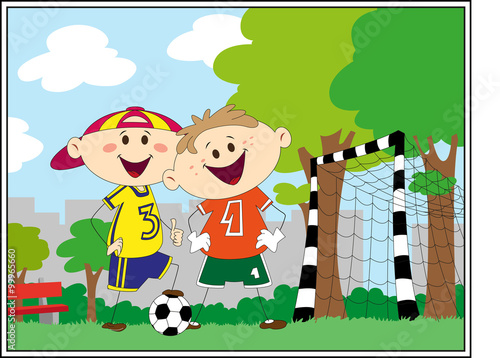 Cute footballer kids