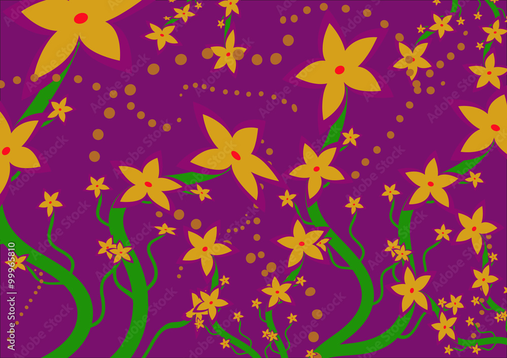 Beautiful flowers on the purple background.Pattern with flowers