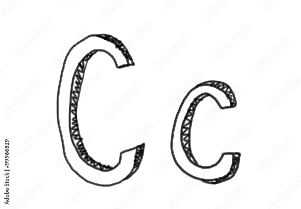Fototapeta premium New drawing Character C of alphabet.