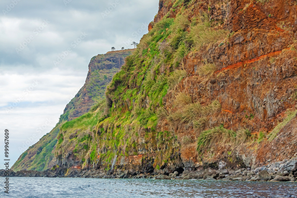 Colorful rocky cliff coast of Madeira
