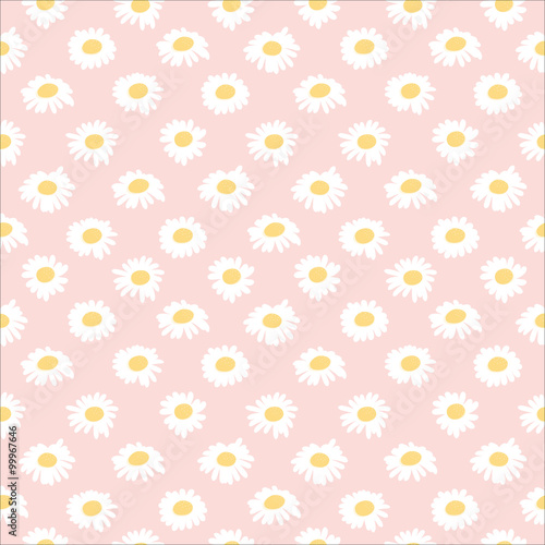 Fototapeta Naklejka Na Ścianę i Meble -  Seamless floral pattern with chamomiles on pink background