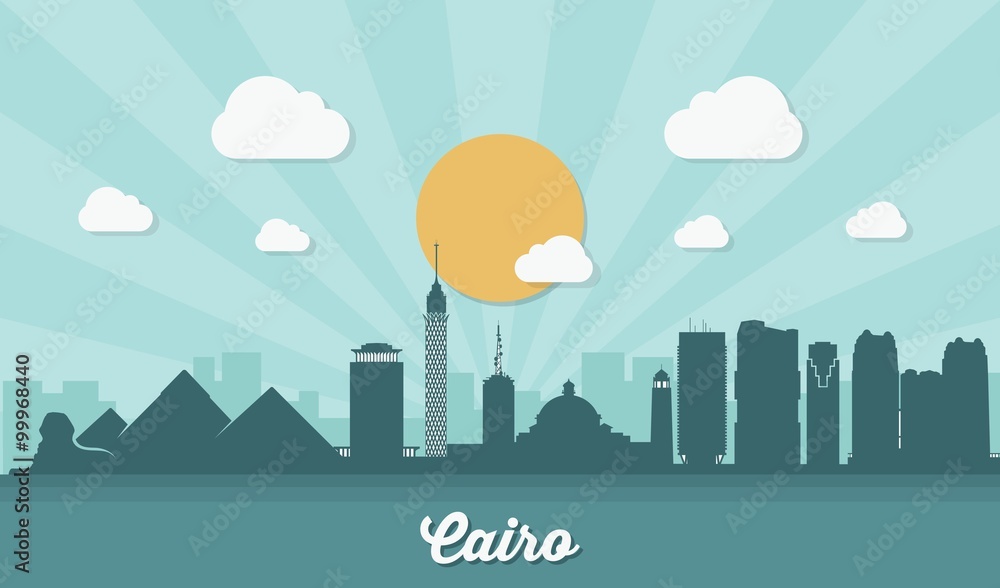 Cairo skyline - flat design