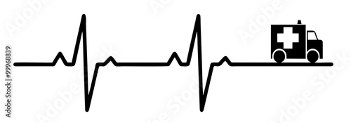 Rescue symbol and cardiogram