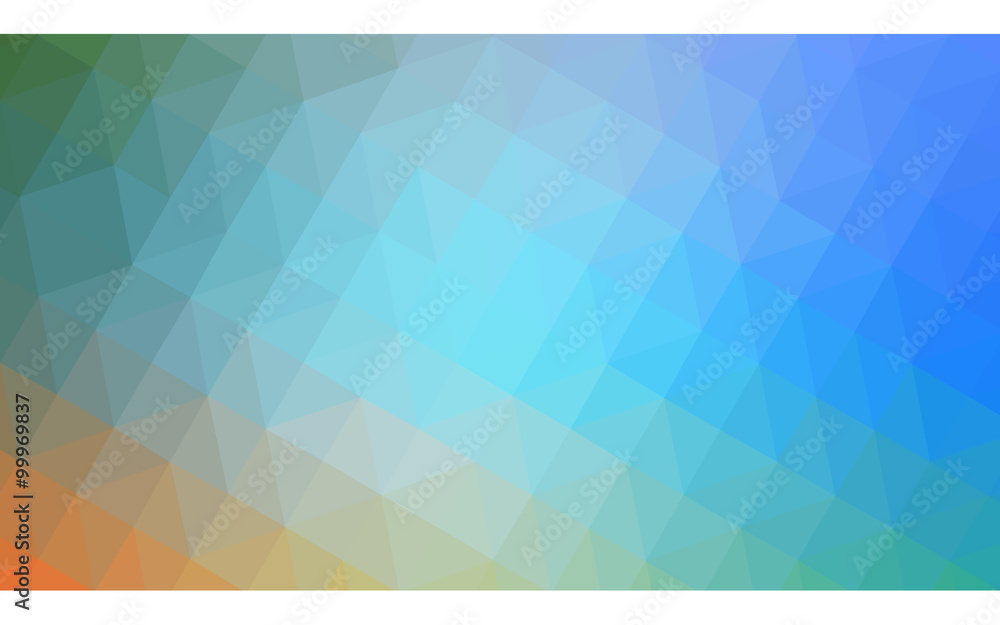 Multicolor blue, yellow, orange polygonal design illustration, which consist of triangles and gradient in origami style.