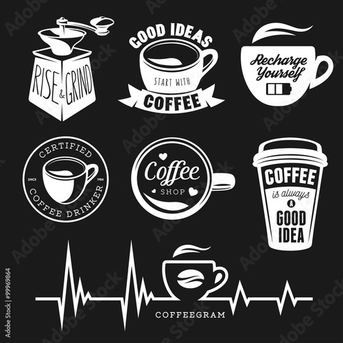Coffee related posters, labels, badges and design elements set.
