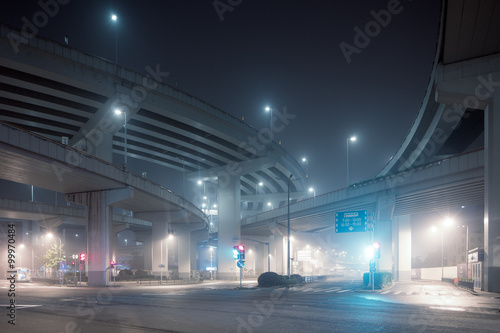 Shanghai highway bridges at night