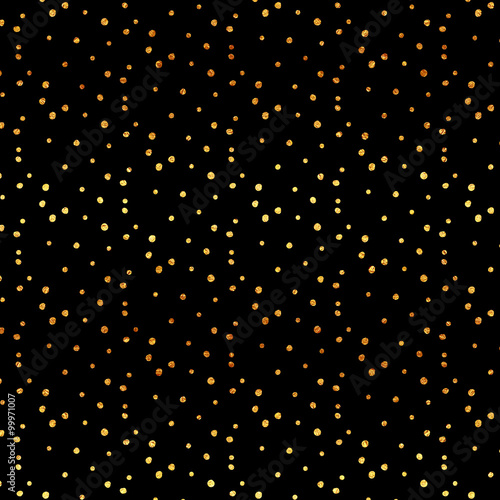 Gold Dots Faux Foil Metallic Black Background Pattern