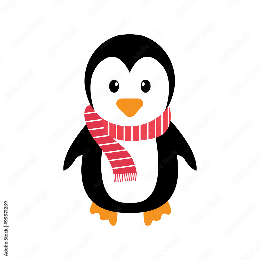 Fototapeta premium penguin and scarf on a white background
