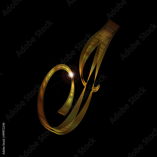 Letter I In Gold