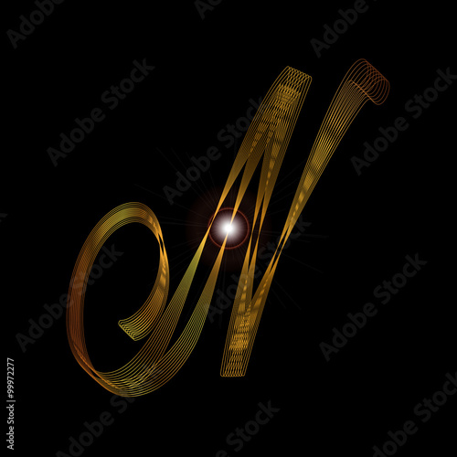 Letter N In Gold