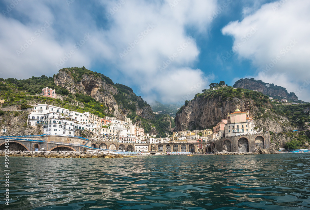Panoramic view of Atrani, the Amalfi Coast, Italy