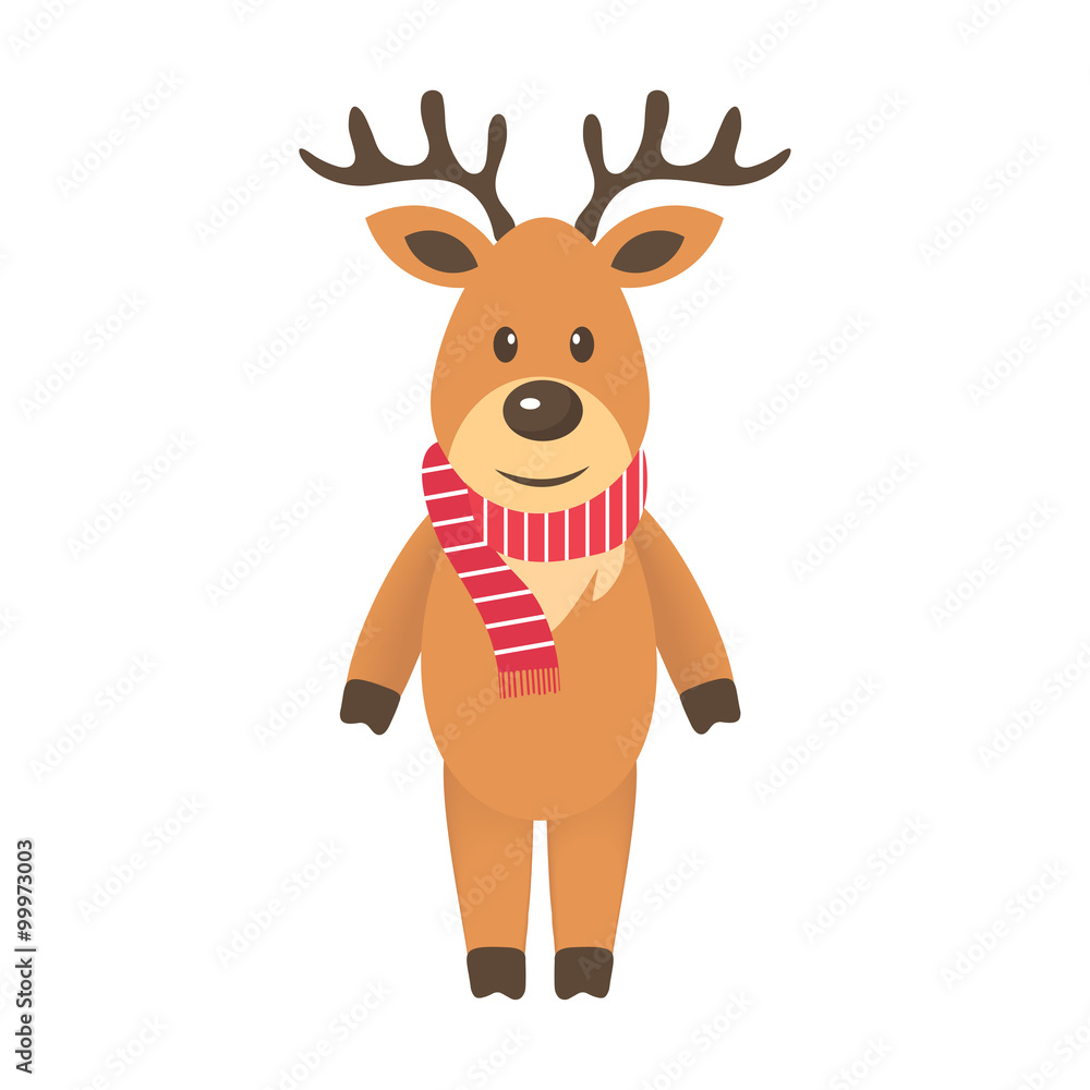 deer with scarf on a white background deer with scarf on a white background