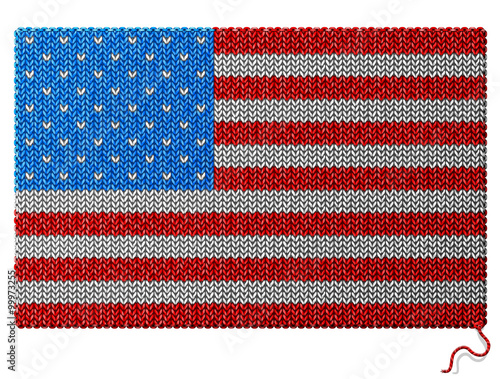 USA flag of knitted fabric. Knitwear in shape of american flag