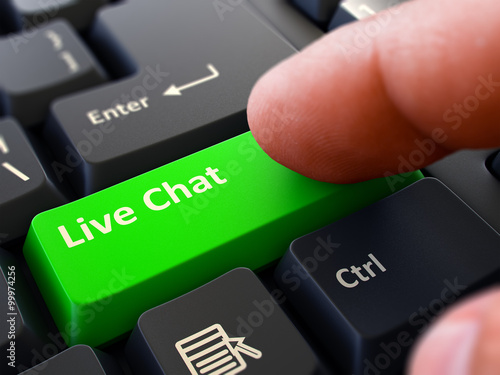 Live Chat - Written on Green Keyboard Key.