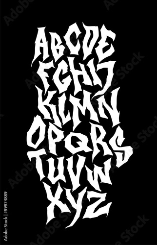 Spooky hand lettering font. Vector alphabet