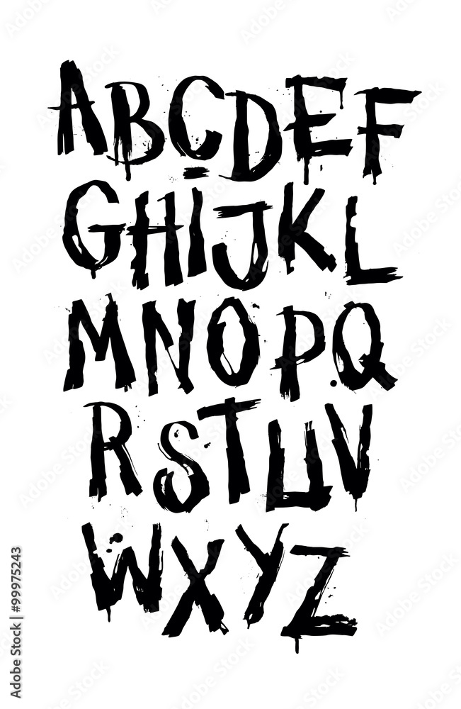 Hand drawn grunge font. Detailed vector alphabet Hand drawn grunge font. Detailed vector alphabet
