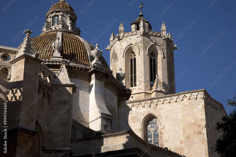 Facade of Cathedral in Tarragona, Catalonia, Spain