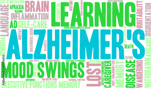 Alzheimer's word cloud on a white background. 