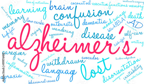 Alzheimer's word cloud on a white background. 