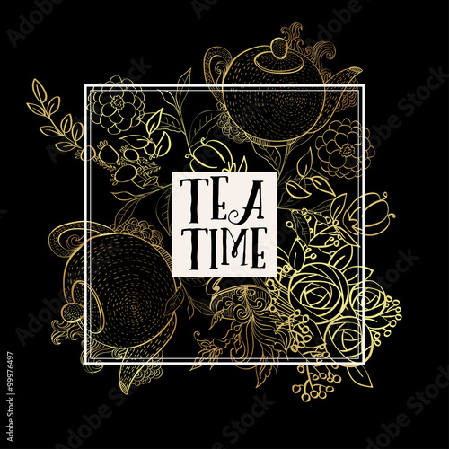 Time to drink tea. Trendy poster