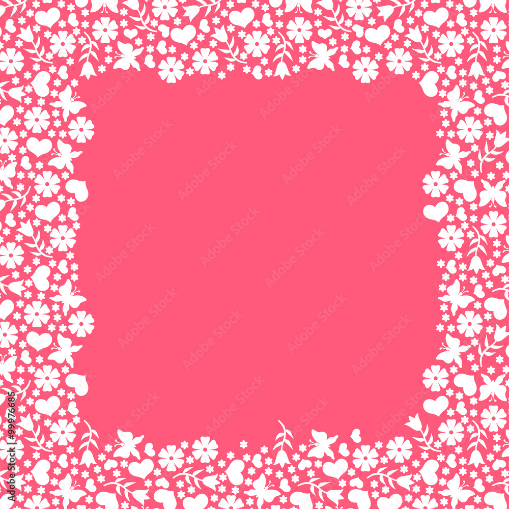 Valentines day greeting frame on pink background