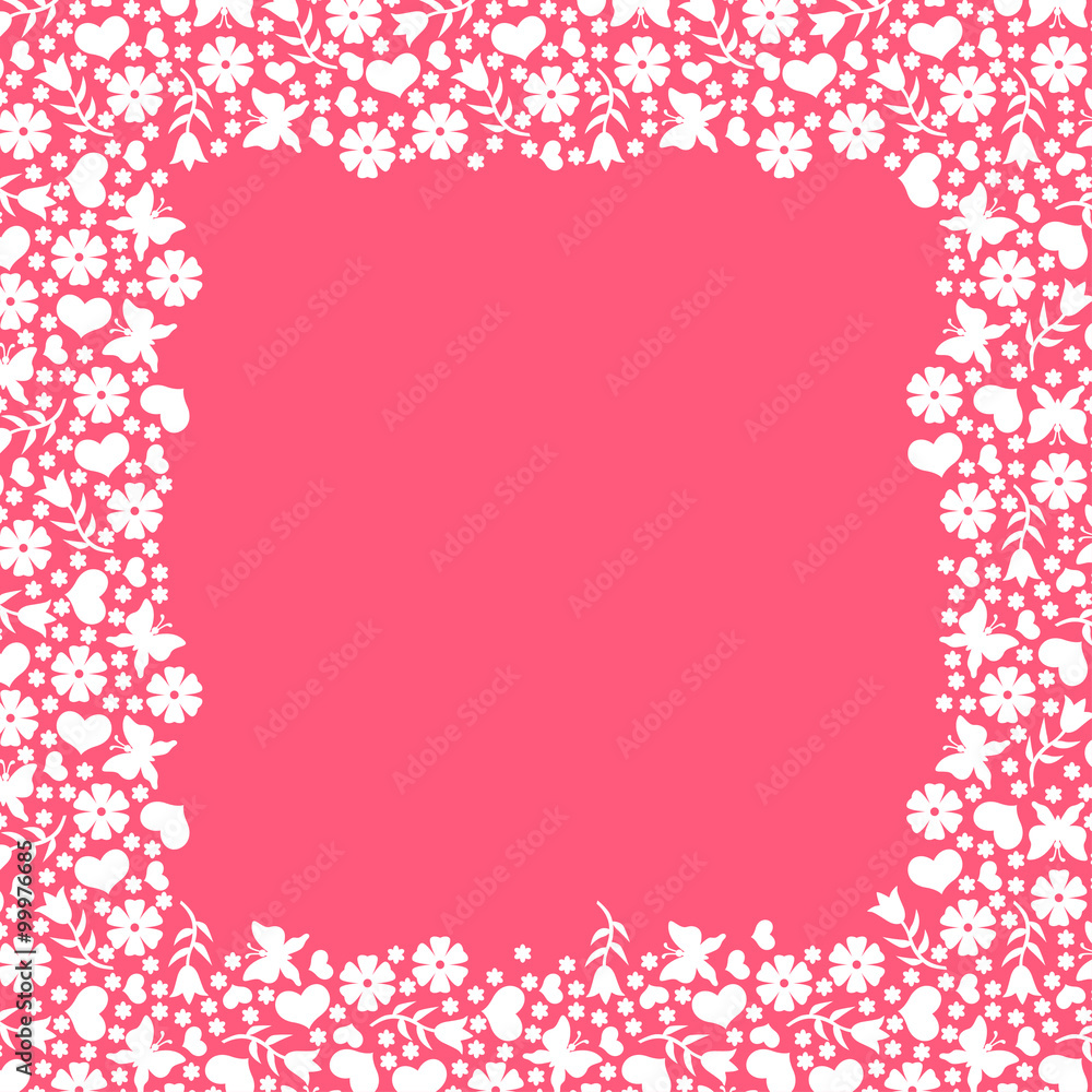 Valentines day greeting frame on pink background Valentines day greeting frame on pink background