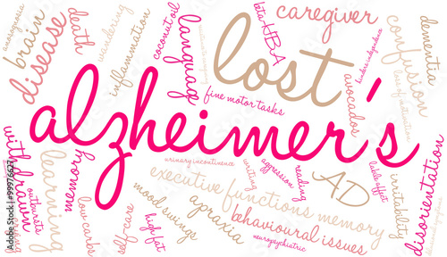 Alzheimer's word cloud on a white background. 