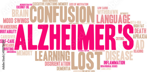 Alzheimer's word cloud on a white background. 