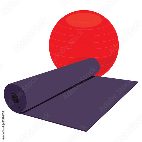 Yoga mat and ball