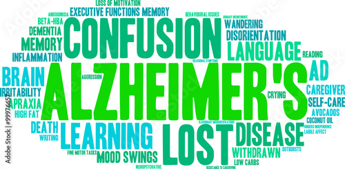 Alzheimer's word cloud on a white background. 