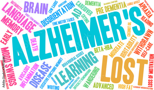 Alzheimer's word cloud on a white background. 