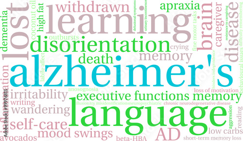 Alzheimer's word cloud on a white background.
