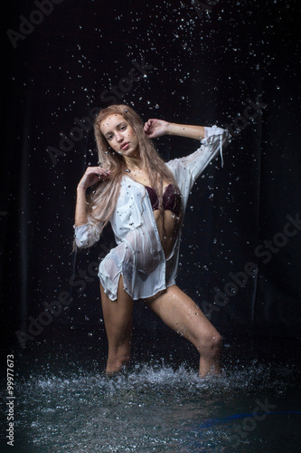 Woman under the rain