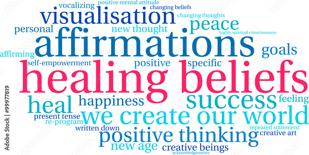 Healing Beliefs word cloud on a white background. Healing Beliefs word cloud on a white background.