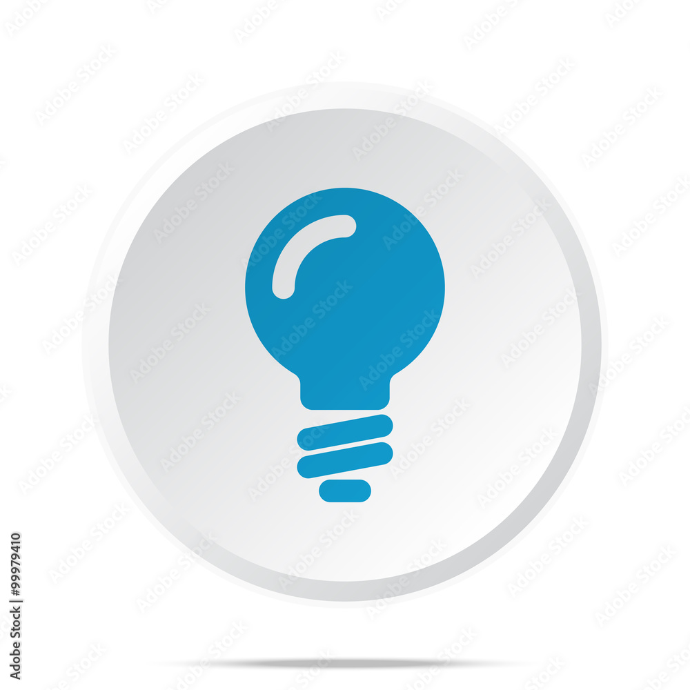Flat blue Light Bulb icon on circle web button on white Flat blue Light Bulb icon on circle web button on white