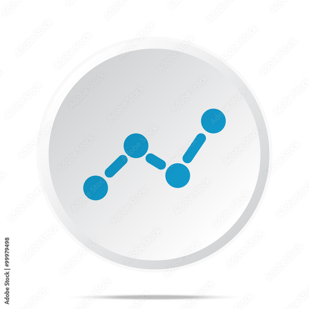 Flat blue Graph icon on circle web button on white Flat blue Graph icon on circle web button on white