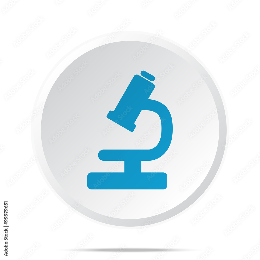 Flat blue Microscope icon on circle web button on white Flat blue Microscope icon on circle web button on white